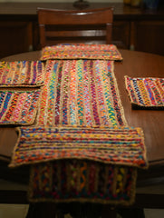 Jute & Fabric Table Mats & Runner (Set of 7)