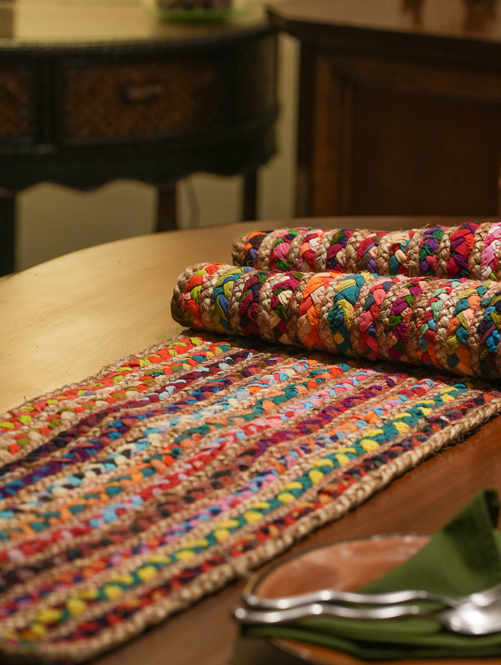 Jute & Fabric Table Runner