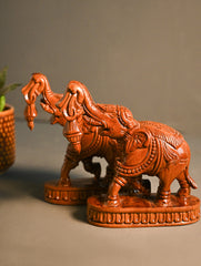 Exclusive Karnataka Wood Carving Curio- Gaja Vana (Set of 2)