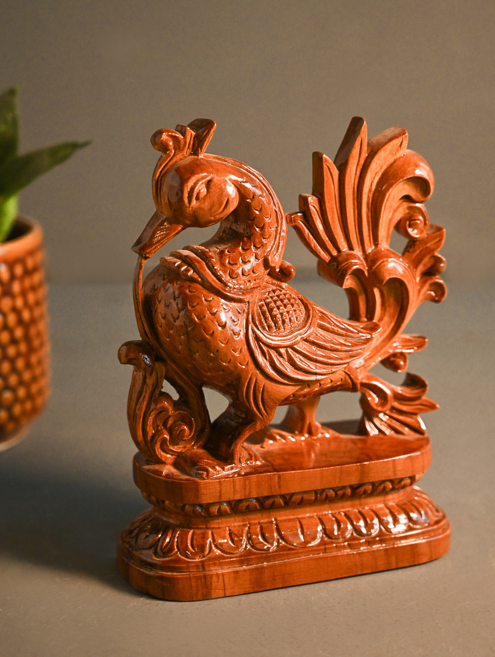 Exclusive Karnataka Wood Carving Curio- Mayura Vilasa