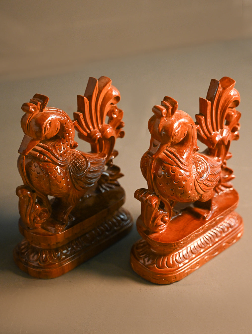 Exclusive Karnataka Wood Carving Curio- Mayur Vana (Set of 2)