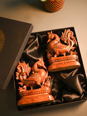 Exclusive Karnataka Wood Carving Curio- Mayur Vana (Set of 2)