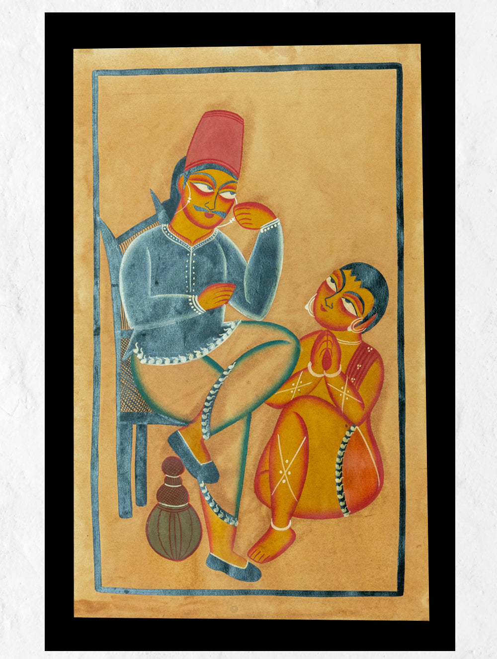 Load image into Gallery viewer, Kalighat Painting With Mount - A Couple