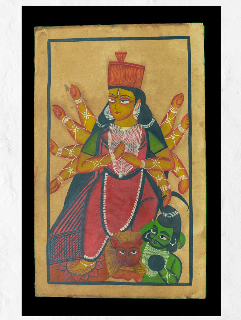 Kalighat Painting With Mount - Durga