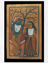 Load image into Gallery viewer, Kalighat Painting With Mount - Krishna &amp; Radha