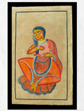 Kalighat Painting With Mount - Lady