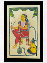 Load image into Gallery viewer, Kalighat Painting With Mount - Lady &amp; Hookah