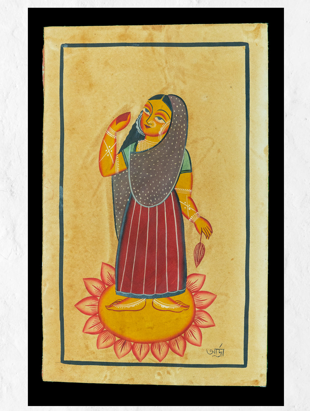 Kalighat Painting With Mount - Lakshmi