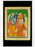 Kalighat Painting With Mount - Radha Krishna