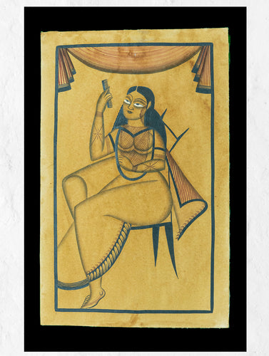 Kalighat Painting With Mount - Shola Shringar