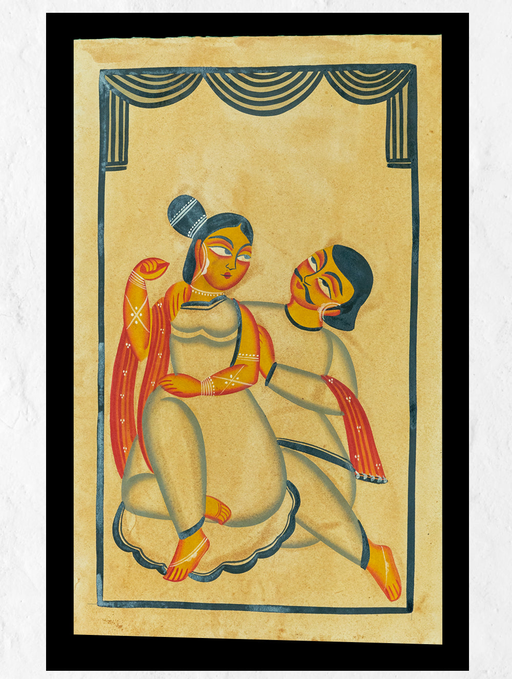 Load image into Gallery viewer, Kalighat Painting With Mount - The Couple