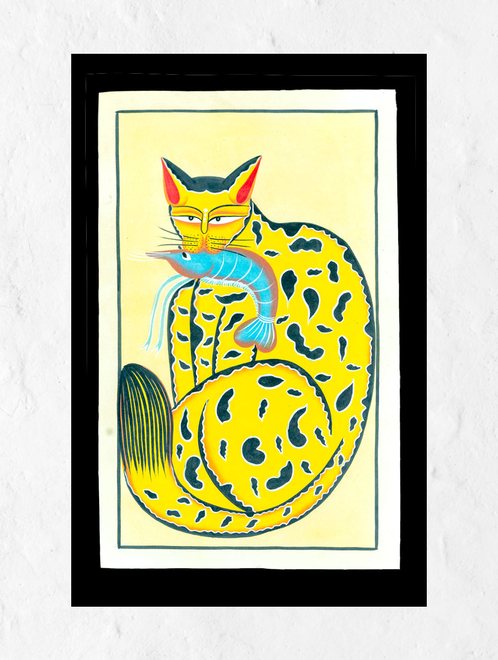 Load image into Gallery viewer, Kalighat Painting - Cat &amp; Fish