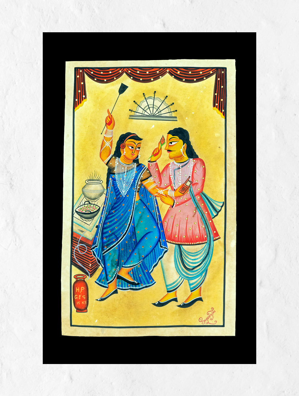 Load image into Gallery viewer, Kalighat Painting - Domesticity