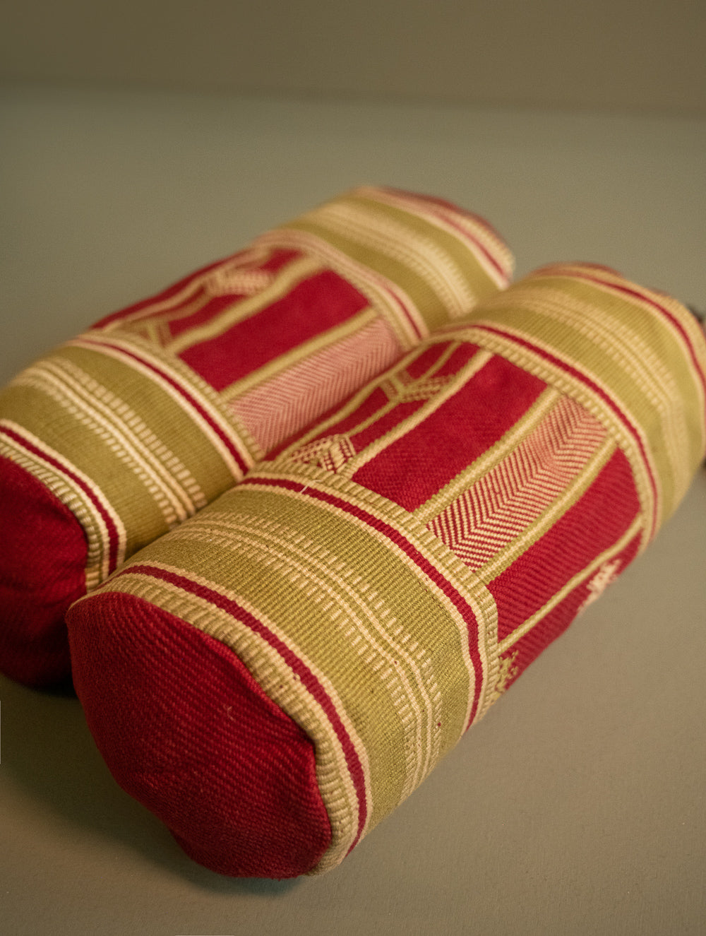 Load image into Gallery viewer, Kashida Pattu Woven Utility Pouch Set - Arrow Lines (Set of 2)