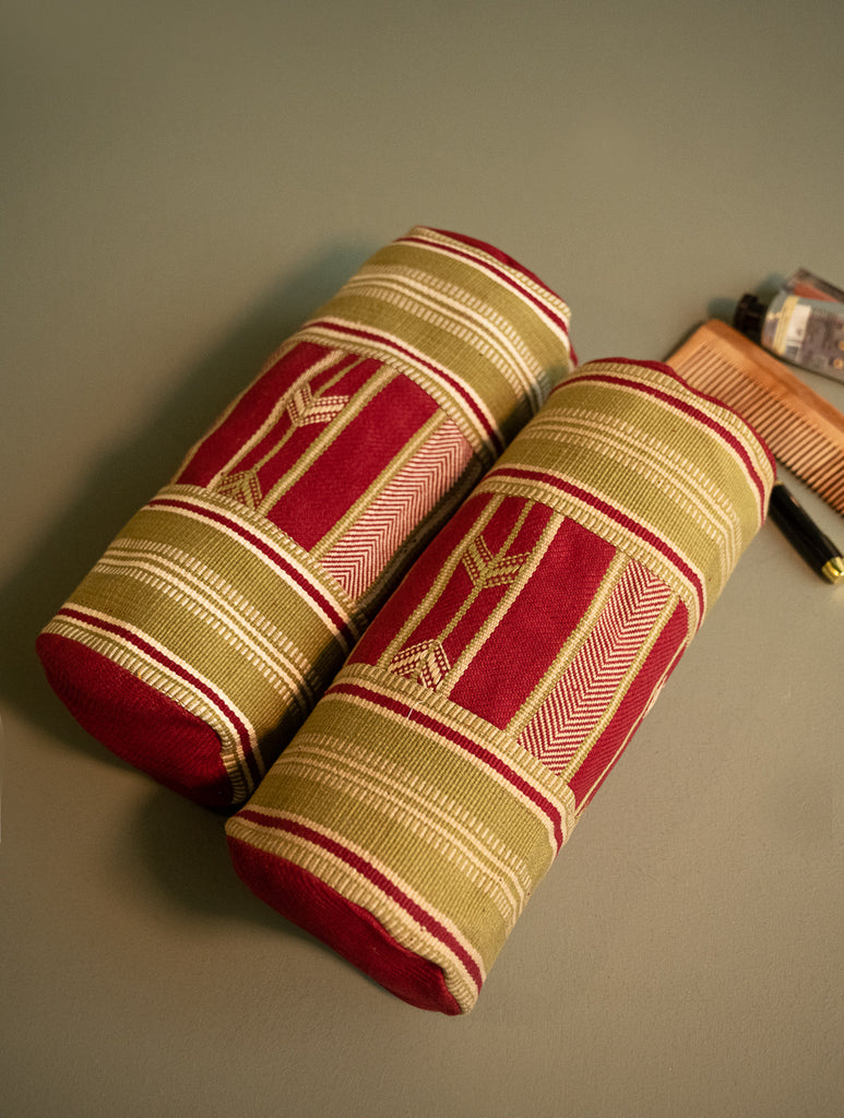 Kashida Pattu Woven Utility Pouch Set - Arrow Lines (Set of 2)