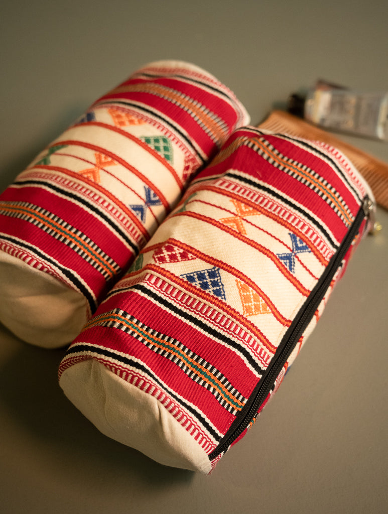 Kashida Pattu Woven Utility Pouch Set - Desert Geometry  (Set of 2)
