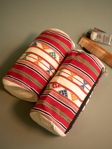 Kashida Pattu Woven Utility Pouch Set - Desert Geometry  (Set of 2)