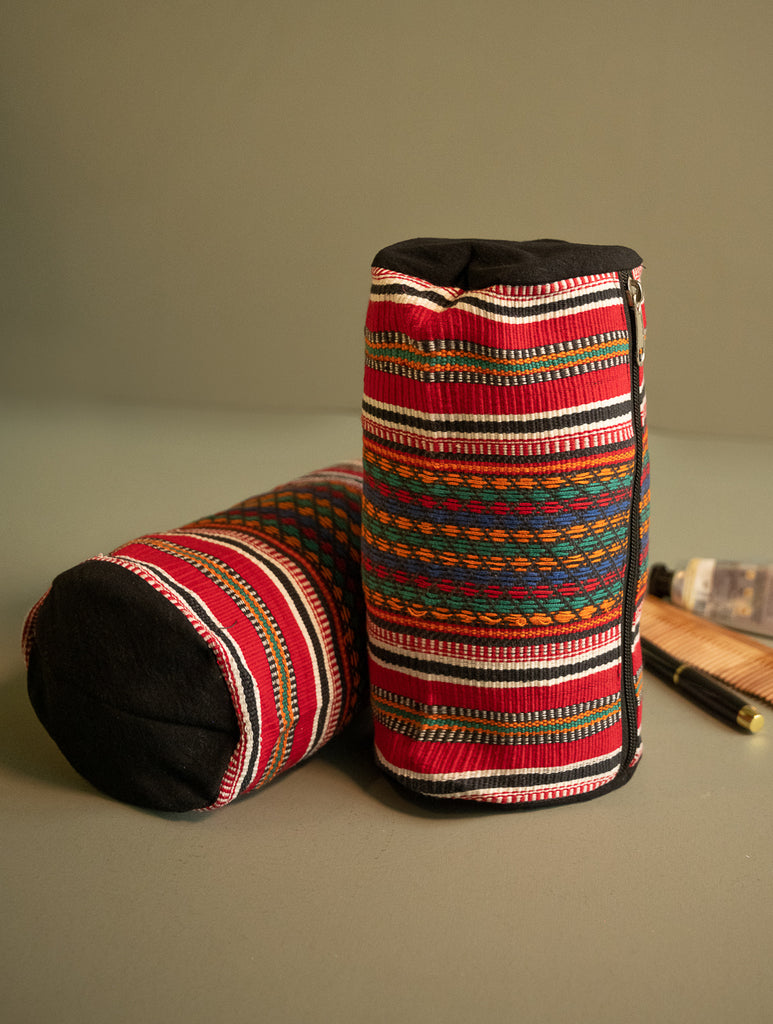 Kashida Pattu Woven Utility Pouch Set - Diamond Grid (Set of 2)