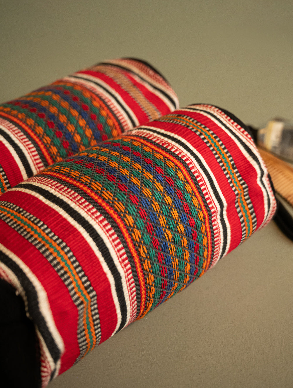 Load image into Gallery viewer, Kashida Pattu Woven Utility Pouch Set - Diamond Grid (Set of 2)