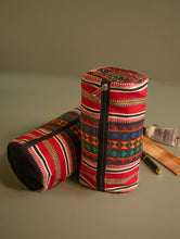Load image into Gallery viewer, Kashida Pattu Woven Utility Pouch Set - Dunes in Red (Set of 2)