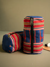 Load image into Gallery viewer, Kashida Pattu Woven Utility Pouch Set - Nomadic Grid (Set of 2)