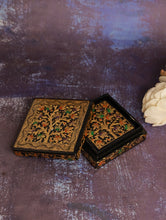 Load image into Gallery viewer, Kashmiri Art Coaster Set - Black Floral