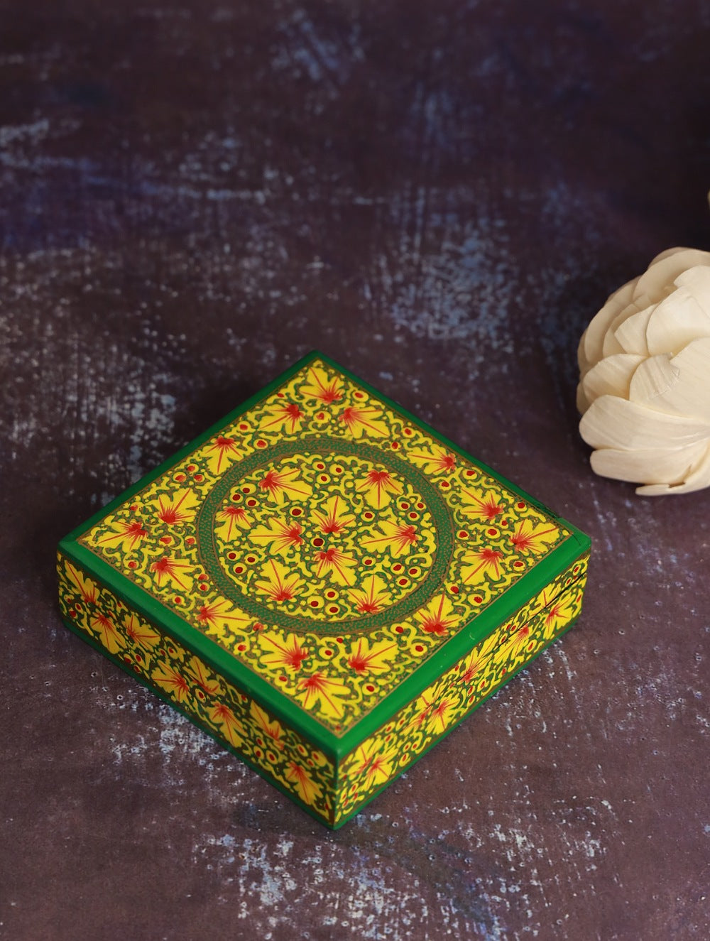 Load image into Gallery viewer, Kashmiri Art Coaster Set - Green Floral