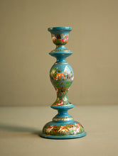 Load image into Gallery viewer, Kashmiri Art Candle Stands, Large - Blue Forest