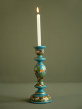 Load image into Gallery viewer, Kashmiri Art Candle Stands, Large - Blue Forest