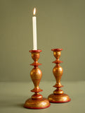 Kashmiri Art Candle Stands, Large (Set of 2) - Ornate Rust