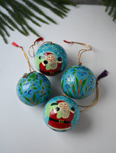 Load image into Gallery viewer, Kashmiri Art Xmas Decorations - Blue Baubles (Set of 4)