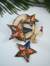 Load image into Gallery viewer, Kashmiri Art Xmas Decorations - Blue Red Forests (Set of 9)