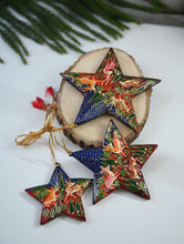 Load image into Gallery viewer, Kashmiri Art Xmas Decorations - Blue Red Forests (Set of 9)