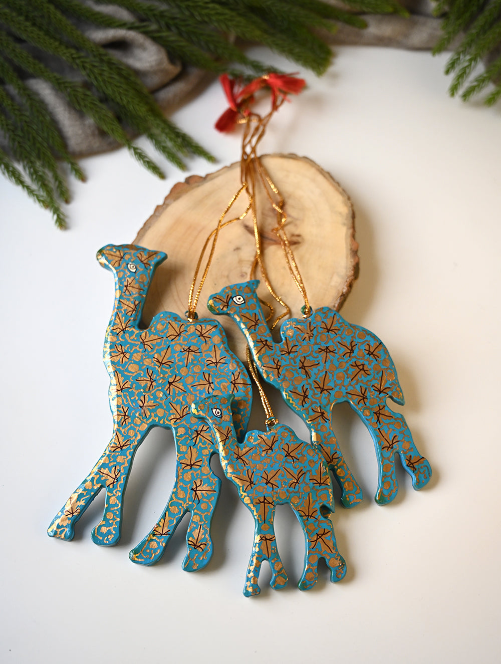Load image into Gallery viewer, Kashmiri Art Xmas Decorations - Blue Rhapsody (Set of 9)