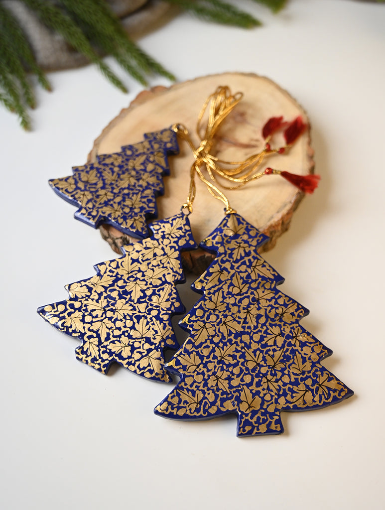 Kashmiri Art Xmas Decorations - Blue Rhapsody (Set of 9)