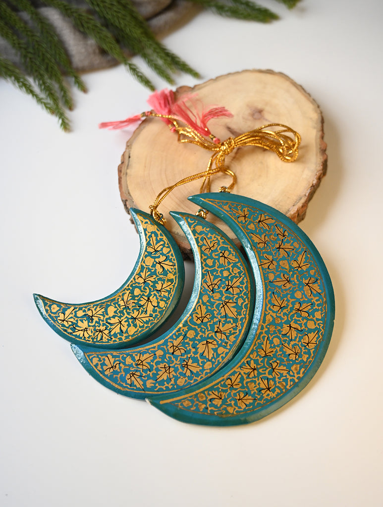 Kashmiri Art Xmas Decorations - Blue Rhapsody (Set of 9)