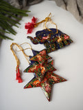 Kashmiri Art Xmas Decorations - Blue & Red Forests (Set of 6)