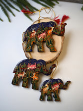 Load image into Gallery viewer, Kashmiri Art Xmas Decorations - Blue &amp; Red Forests (Set of 9)