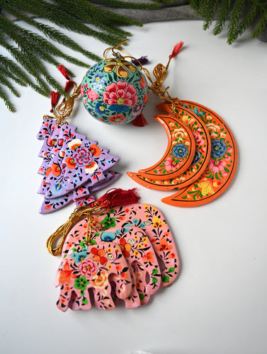 Kashmiri Art Xmas Decorations - Floral Medley (Set of 10)