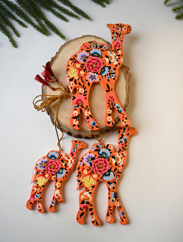 Kashmiri Art Xmas Decorations - Floral Themes (Set of 9)