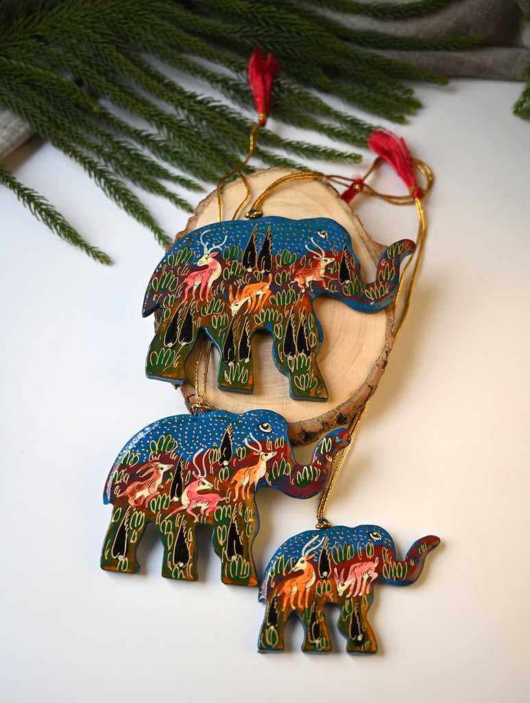 Kashmiri Art Xmas Decorations - Forest Rhapsody (Set of 9)