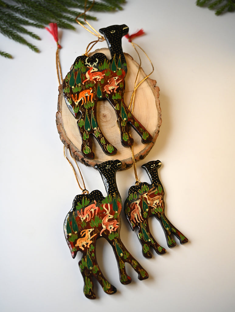 Kashmiri Art Xmas Decorations - Forest Rhapsody (Set of 9)