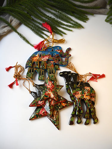 Kashmiri Art Xmas Decorations - Forest Rhapsody (Set of 9)