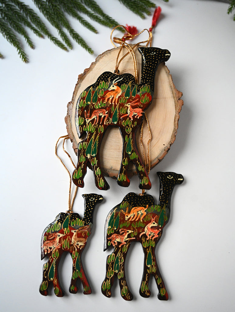 Kashmiri Art Xmas Decorations - Forest Wanderers (Set of 9)