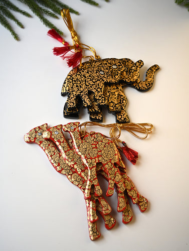 Kashmiri Art Xmas Decorations - Gold Chinar (Set of 6)