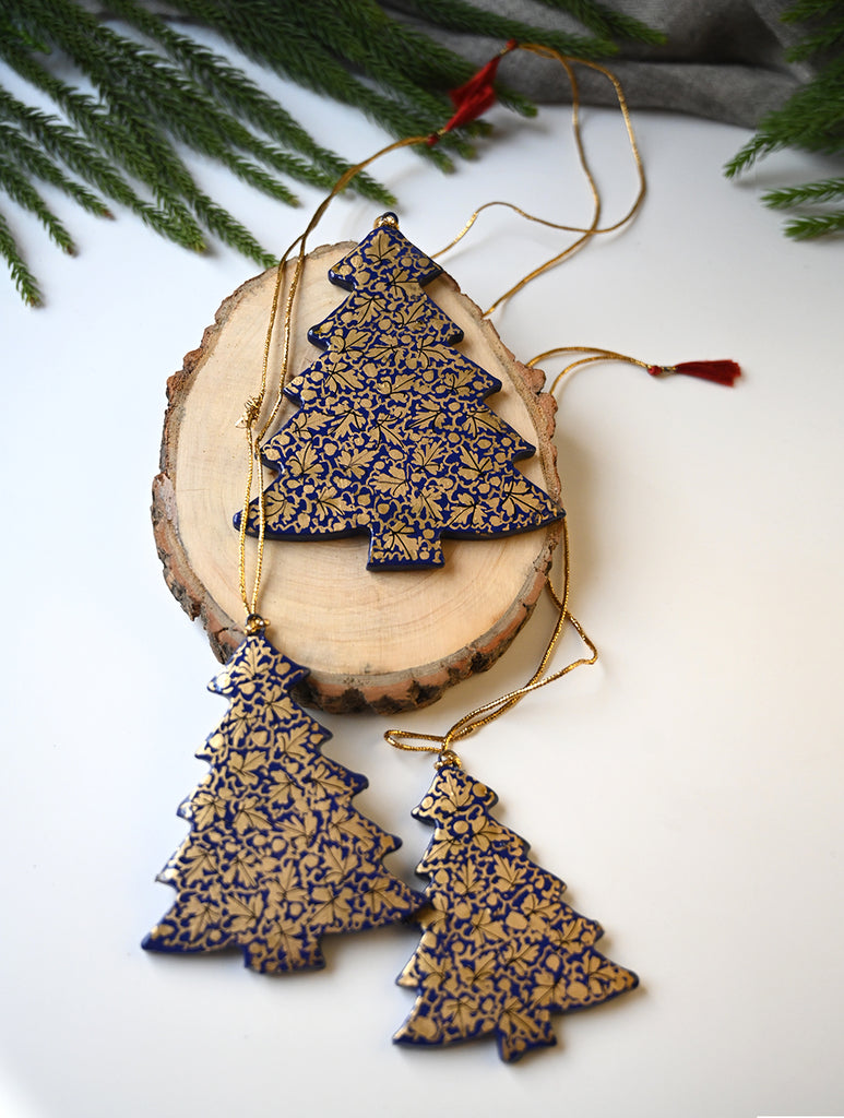Kashmiri Art Xmas Decorations - Gold Chinar (Set of 9)