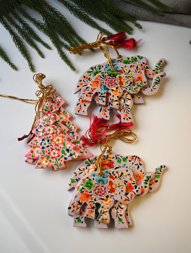 Kashmiri Art Xmas Decorations - Lavender Medley (Set of 9)