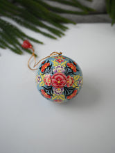 Load image into Gallery viewer, Kashmiri Art Xmas Decorations - Orange Florals (Set of 13)