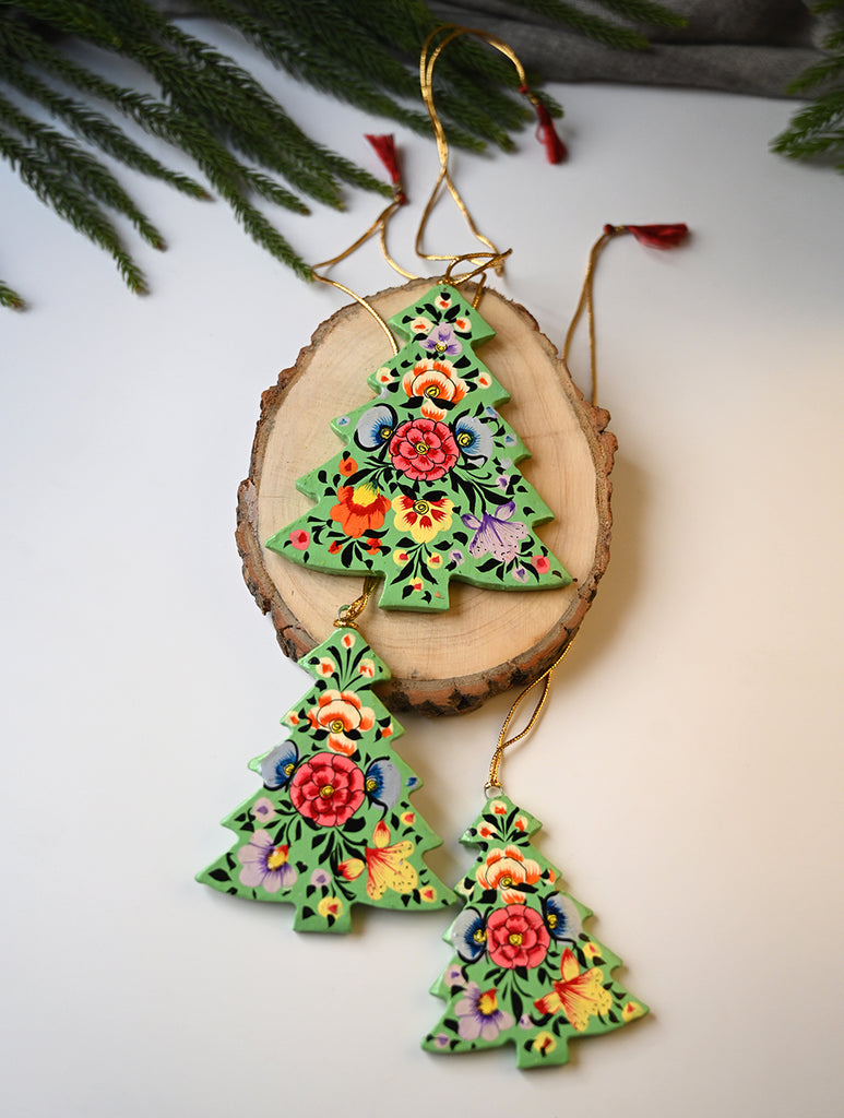Kashmiri Art Xmas Decorations - Pastel Rhapsody(Set of 9)