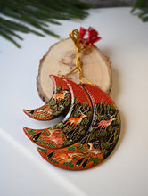 Load image into Gallery viewer, Kashmiri Art Xmas Decorations - Red Forest (Set of 9)